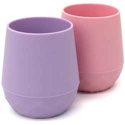 Miniatura 12 de Vasos de entrenamiento de silicona para bebés mayores de 4 meses, paquete de 2 tazas de transición pequeñas para regalo de bebé, taza de agua