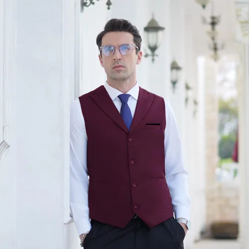 Miniatura 4 de COOFANDY Chaleco de traje de vestir formal ajustado para hombre, chaleco casual de negocios