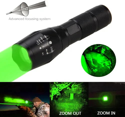 Miniatura 2 de WINDFIRE Luz de depredador verde de 300 yardas, linterna LED táctica con zoom, Coyote Hog Fox Varmint - Kits de linternas de caza con interruptor