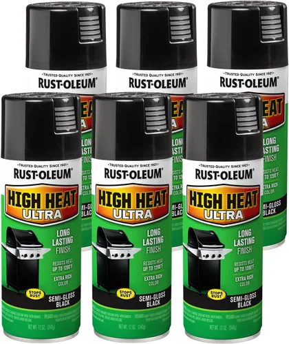 Miniatura 10 de Rust-Oleum 241169 - Pintura en aerosol de ultra alta temperatura, 12 oz, color negro