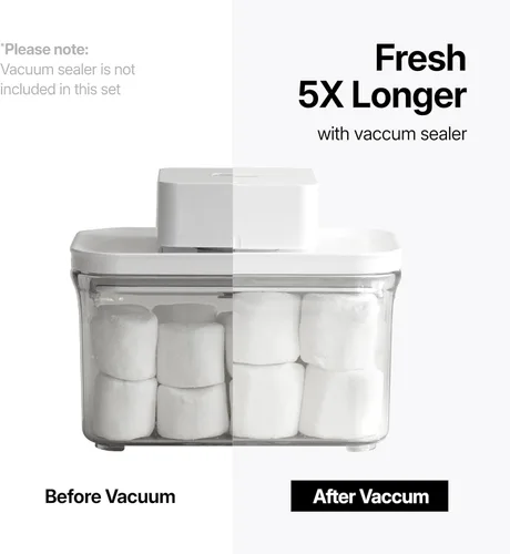 Miniatura 5 de VAKUEN Contenedores Herméticos Premium para Almacenamiento de Alimentos, Mini Cuadrados 3 piezas/juego (0.32 qt), Tapa de Sellado Inteligente de Un