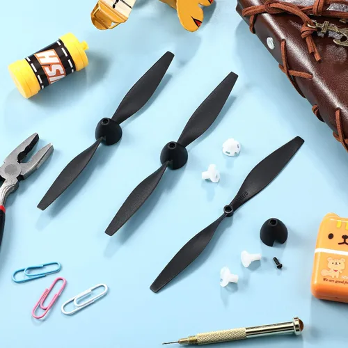 Miniatura 5 de Zhanmai 3 juegos de hélices de avión Rc de repuesto, cono de nariz de fibra de carbono compatible con avión Tr-c285g y Tr-c385 de 4 canales