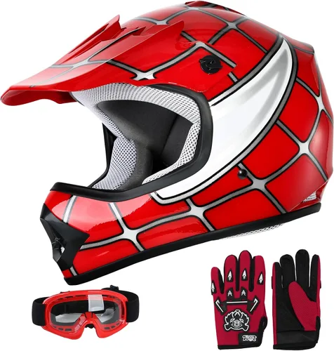 Miniatura 16 de SLMOTO - Casco DOT para niños y jóvenes de motocross, casco de motocicleta de calle, casco de bicicleta de tierra, motocross, ATV, casco con diseño