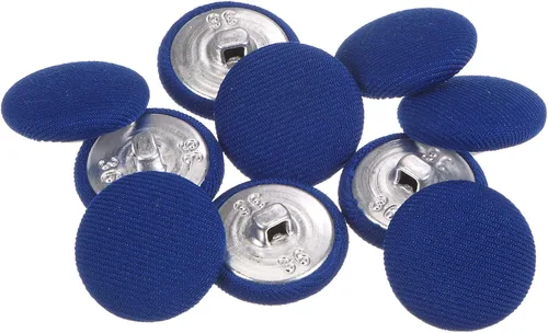 Miniatura 31 de HARFINGTON 10 botones de tela de 24L cubiertos de tela de 0.59 pulgadas, vástago de metal, botones de costura redondos para trajes, blusas de Azul