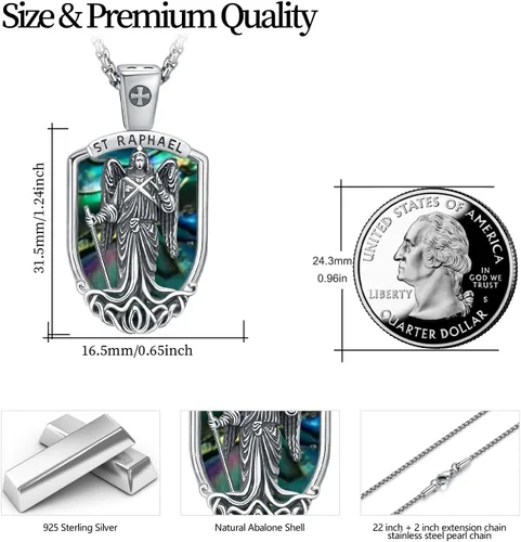 Miniatura 558 de Collar con colgante de plata de ley 925 con medalla de San Patrón, joyería religiosa para hombres y mujeres, con cadena de acero inoxidable 316L