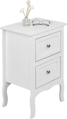 Miniatura 6 de Bonnlo Juego de 2 mesitas de noche blancas con 2 cajones, mesa auxiliar de cama/mesita de noche, mesita de noche pequeña para dormitorio, espacios