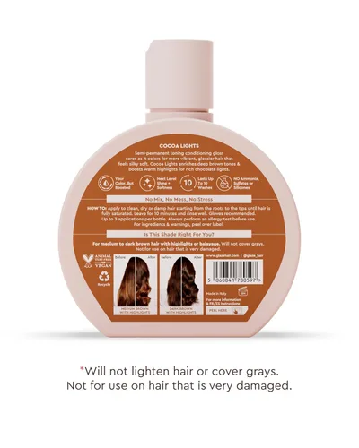 Miniatura 5 de Glaze Brillo Acondicionador de Color Súper Brillante – Luces de Cacao para Cabello Castaño Medio a Oscuro con Reflejos – Brillo Capilar