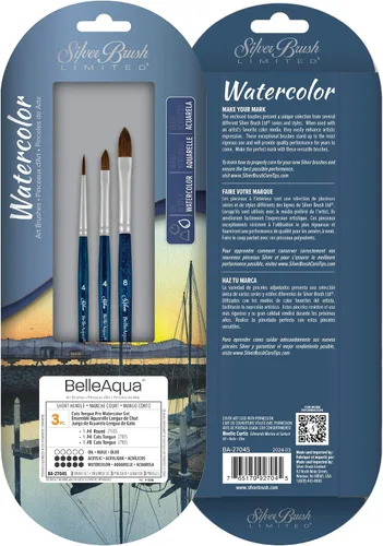Miniatura 15 de Silver Brush Limited BA-2753S BelleAqua - Juego de pinceles redondos básicos para acuarela, 3 piezas, mango corto profesional, juego de pinceles Set