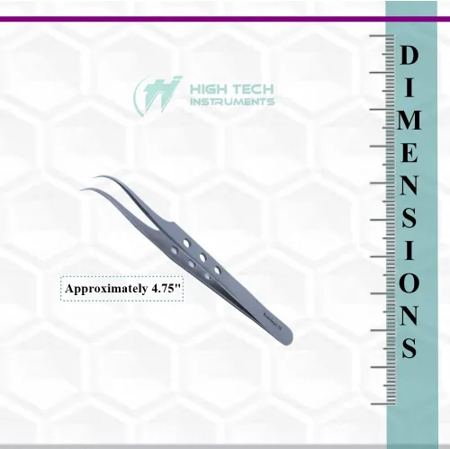 Miniatura 3 de Pinzas profesionales de acero inoxidable de 4.75 pulgadas con puntas de precisión finas y mango fenestrado, adecuadas para depilación facial