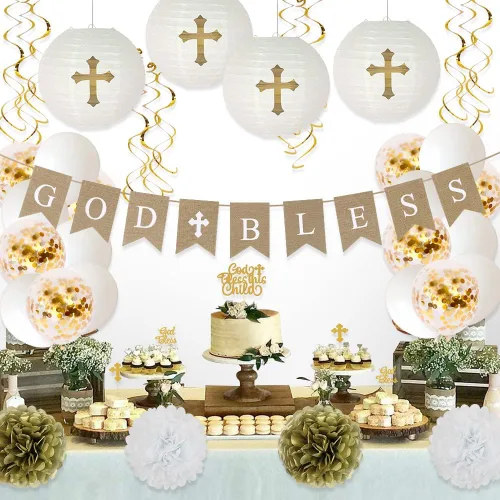 Miniatura 6 de Decoraciones de bautismo para niños, decoraciones de primera comunión, decoración de bautizo, suministros para fiestas de la primera santa comunión