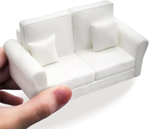 Sofá de casa de muñecas, miniatura 1:12 para sala de estar, casa de muñecas realista, muebles de sala de estar para niños, coleccionistas