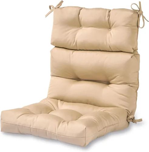 Miniatura 68 de Cojines para silla de respaldo alto para exteriores, diseño de asiento y respaldo con bisagras de una pieza, reversibles con 4 lazos, tela