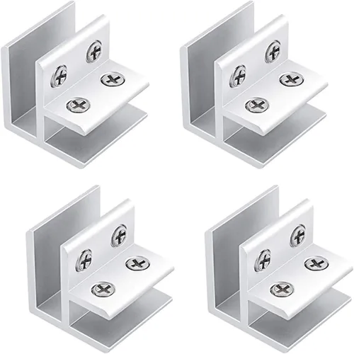Miniatura 26 de INCREWAY Abrazadera de vidrio, paquete de 4 soportes ajustables de aleación de aluminio de doble cara para estante de vidrio, soporte de abrazadera