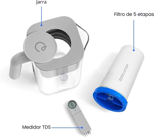 Miniatura 10 de Culligan con tecnología ZeroWater - Jarra con filtro de agua de 8 tazas – Incluye filtro de agua avanzado de 5 etapas, certificado IAPMO