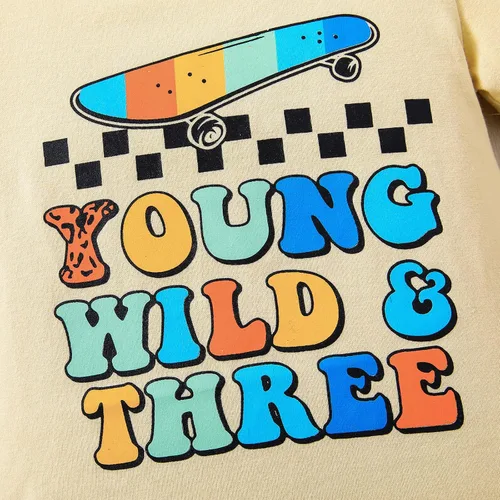 Miniatura 16 de Pudcoco Conjunto de camiseta de manga corta con letras y pantalones largos sólidos para el verano