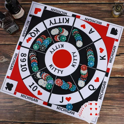 Miniatura 2 de Michigan Rummy Juego de mesa Tripoley Juego de fieltro plegable Familia Combinación original de Joker Rummy, corazones y póker incluye 2 barajas