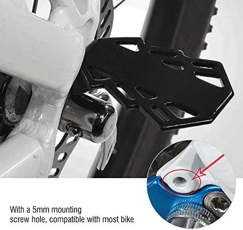 Miniatura 5 de VGEBY1 Pedal trasero de bicicleta, reposapiés trasero de bicicleta, reposapiés antideslizante de hierro con agujero de 0.197 in para bicicleta
