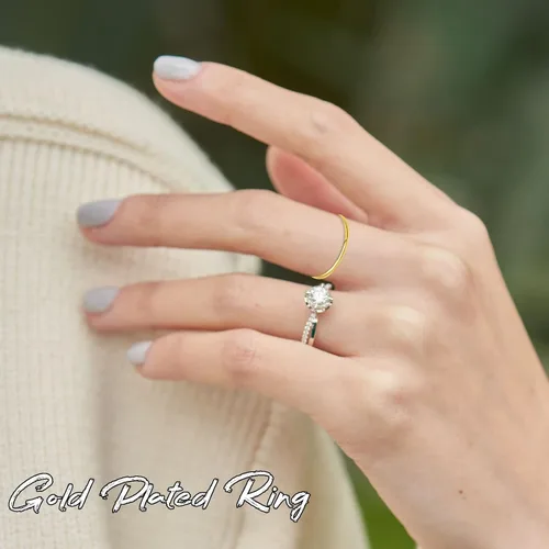 Miniatura 5 de Anillos apilables chapados en oro de 18 quilates para mujer, anillos de acero inoxidable para nudillos para el pulgar, juego de anillos de banda
