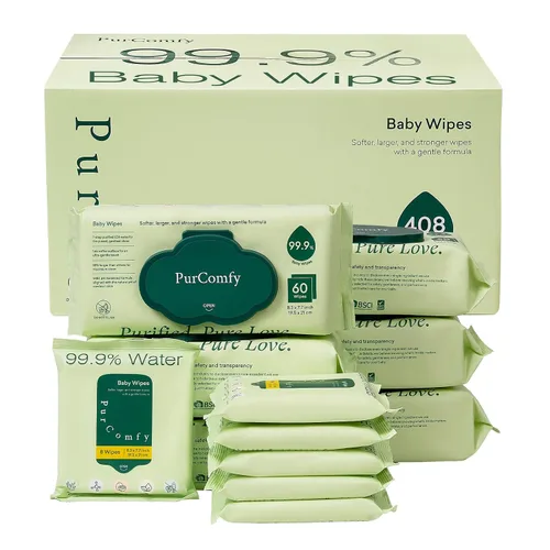 Miniatura 10 de PurComfy Toallitas de viaje para bebé, paquete de 42 toallitas de viaje para bebé con base de plantas, hipoalergénicas para pieles sensibles