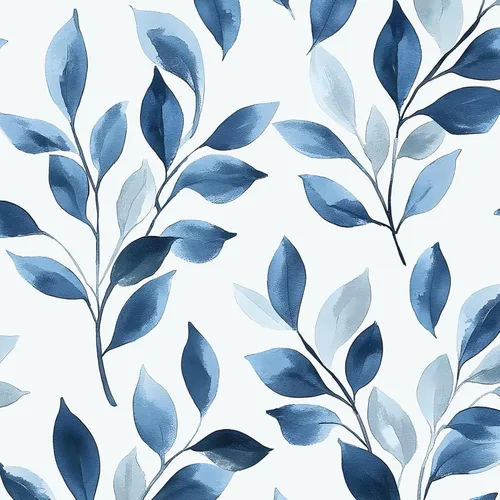 Papel Tapiz Despegable de Hojas Azules Boho, Diseño de Hojas Azules Moderno Vinilo Autoadhesivo Papel de Contacto Casual Estilo Granja para Cajón