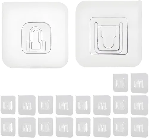 Miniatura 8 de Paquete de 12 ganchos autoadhesivos resistentes – transparentes, impermeables, ganchos de pared adhesivos para llaves, baño, ducha, exterior, Claro
