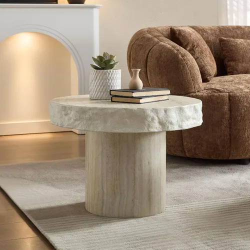 Miniatura 10 de Mesa Auxiliar Redonda Pequeña Mesa de Café Mesa Lateral Francesa de Estilo Campestre Rústico Mesa Auxiliar para Sala de Estar Gris Claro, Sin