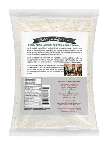 Miniatura 2 de Jiva Organics - Arroz orgánico Sona Masoori de 10 libras de calidad premium, origen indio, arroz de grano corto, todo natural y sin OMG (10 libras)