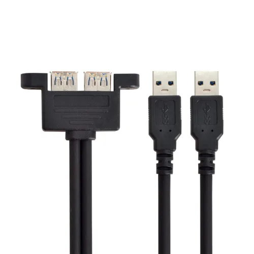 Miniatura 7 de chenyang USB 3.0 Cabezal de panel frontal 2 macho a 2 USB 3.0 hembra Panel Cable de extensión 0.5M con orificios de montaje en panel