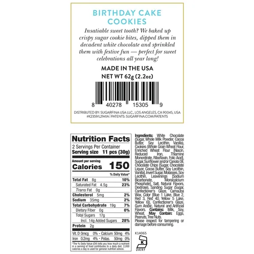 Miniatura 2 de Sugarfina Galletas de cumpleaños pequeño para caramelos, bocadillos de chocolate, 2.2 onzas, 6
