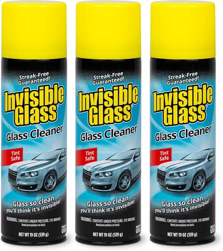 Invisible Glass 91164-3PK limpiador de vidrio en aerosol premium para parabrisas y ventanas de automóviles y del hogar, limpiador de ventanas para
