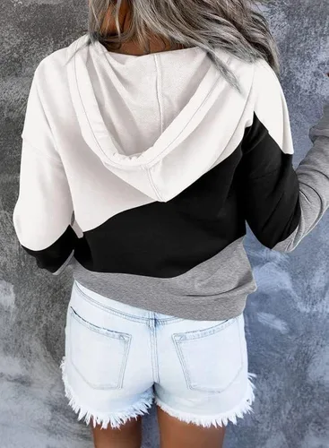 Miniatura 2 de Dokotoo - Sudaderas con capucha para mujer, con cuello de botón y cordón de ajuste, sudaderas casuales de manga larga
