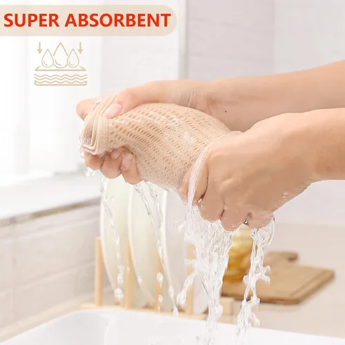 Miniatura 222 de Kitinjoy - Paños de cocina de 100 % algodón, tela de tejido gofrado, paño de limpieza ultrasuave, absorbente y de secado rápido. Beige