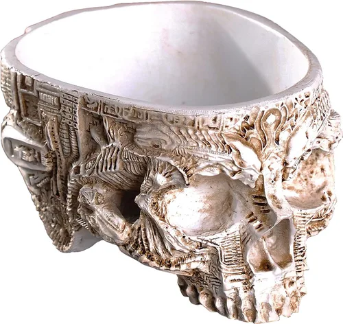 Miniatura 8 de IBWell Maceta moderna de resina grande de 6 pulgadas con diseño de calavera en forma de calavera para flores, decoración de maceta, decoración