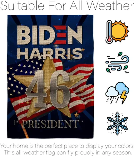 Miniatura 6 de Juego de banderas de jardín de arpillera con bandera de Biden Harris 46 para colgar en la pared, diseño patriótico, para el presidente demócrata