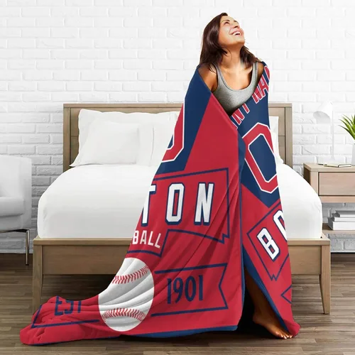 Miniatura 7 de Manta personalizada para fanáticos de la cama, regalo de béisbol, ciudad, invierno, verano, manta de forro polar con nombre y número personalizados