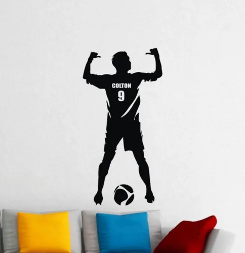 Calcomanía de vinilo personalizada de jersey de fútbol, número de nombre, cartel de arte de pared de fútbol, decoración de jugador de fútbol,