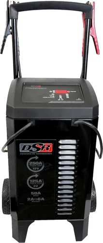 Schumacher Electric DSR Pro Series - Cargador de batería con ruedas de 6 V / 12 V y arrancador de motor - Cargador de batería de coche resistente y