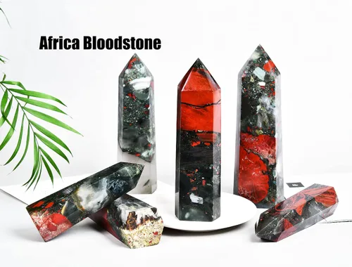 Miniatura 6 de AMOYSTONE Obelisco de Piedra de Sangre Africana Varita de Cristal Curativo Grande Torre Columna Facetada de 6 Lados Reiki Chakra Meditación Terapia