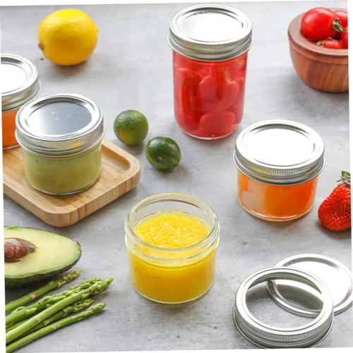 Miniatura 6 de Angoily Paquete de 6 tarros transparentes de 8 onzas con tapas, tarros de almacenamiento vacíos, tarros de boca regular, tarros de ensalada, tarros