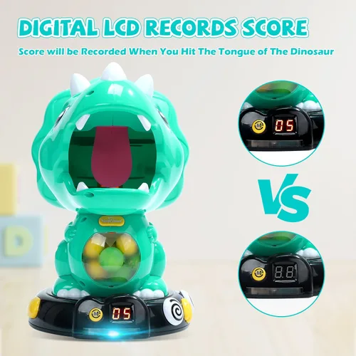 Miniatura 7 de EagleStone Juguetes de disparo de dinosaurios movibles de acción triceratops, juegos de disparos para niños con registro de puntuación LCD y LED