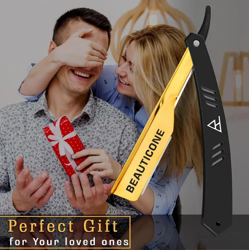 Miniatura 7 de Beauticone Navajas rectas para hombres, navaja de borde recto, 100 cuchillas de un solo filo, acero inoxidable, navaja de barbero para el afeitado