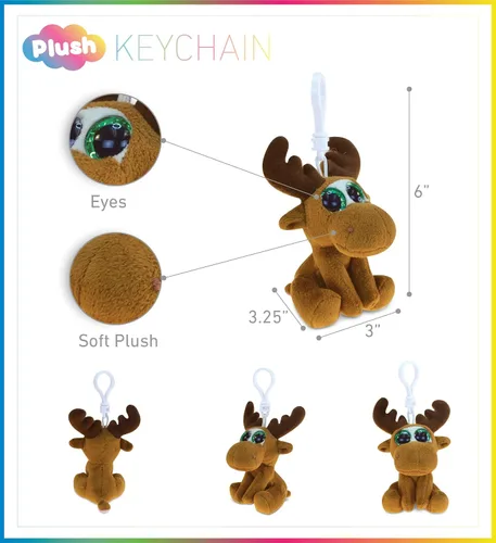 Miniatura 2 de Puzzled DolliBu - Llavero de peluche de alce con ojos grandes, alce suave, con ojos grandes y brillantes, accesorio decorativo de juguete de peluche