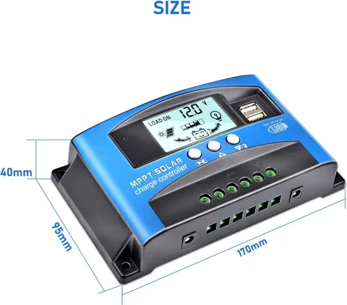 Miniatura 3 de 100A MPPT Controlador de carga solar 12v/24v actual enfoque automático MPPT carga de seguimiento con pantalla LCD Regulador solar dual USB