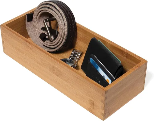 Miniatura 13 de Lipper International Caja de almacenamiento de madera de bambú para utensilios de cocina, maquillaje o suministros de oficina, 5 x 12 x 3 pulgadas