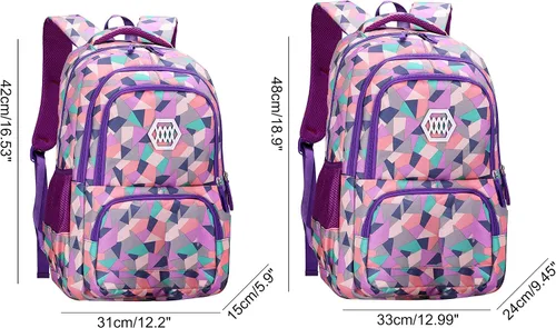 Miniatura 2 de JiaYou Mochila escolar primaria para niña con estampado de flores