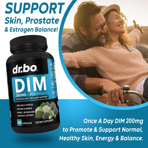 Miniatura 3 de Suplemento DIM para mujeres y hombres 200 mg – Bloqueador de estrógenos andrógenos para hombres y mujeres, píldoras hormonales para el acné