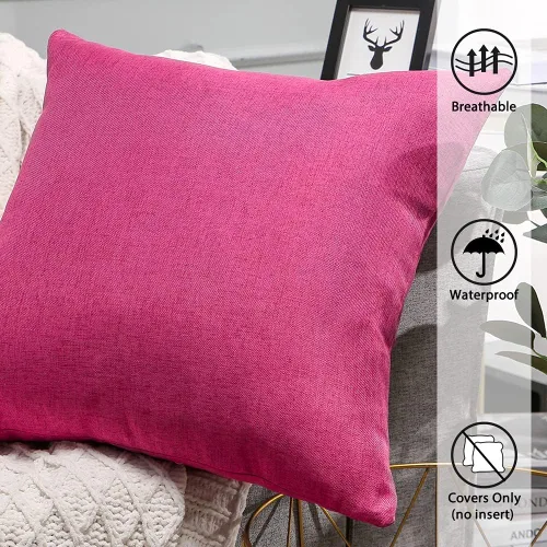 Miniatura 2 de OTOSTAR Paquete de 2 fundas de almohada impermeables para exteriores de 16 x 16 pulgadas, fundas decorativas para cojines cuadradas, para Rosa Hot