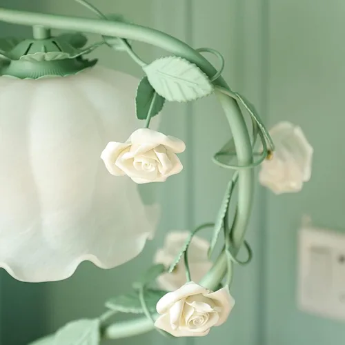 Miniatura 6 de TFCFL Lámpara de Mesa de Flor de Rosa para Dormitorio, Lámpara de Escritorio de Vidrio Manchado Elegante Lámpara de Mesa Enchufable Luz de Mesita
