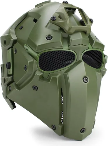 Miniatura 9 de WoSporT - Casco táctico de obsidiana verde GOBL Terminator y máscara para caza, paintball, militar, cosplay, película, utilería 92-BK-azul