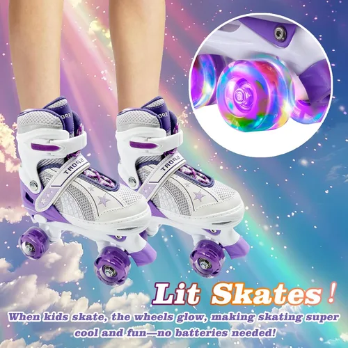 Miniatura 4 de Adjustable Kids Roller Skates for Girls and Boys Ages 3-5 5-8 8-12, All 8 Wheels of Girl's Skates Shine, Safe and Fun Illuminating for Outdoor